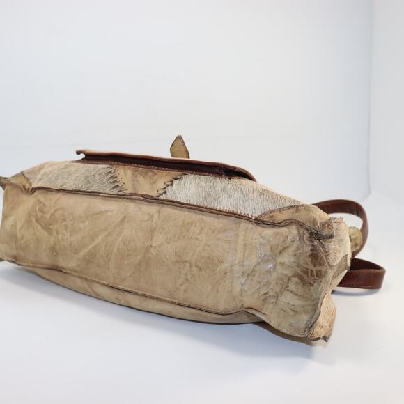 Nardelli Genuine Leather & Hair-on-Hide Italian Tote Shoulder Bag - Picture 5 of 9